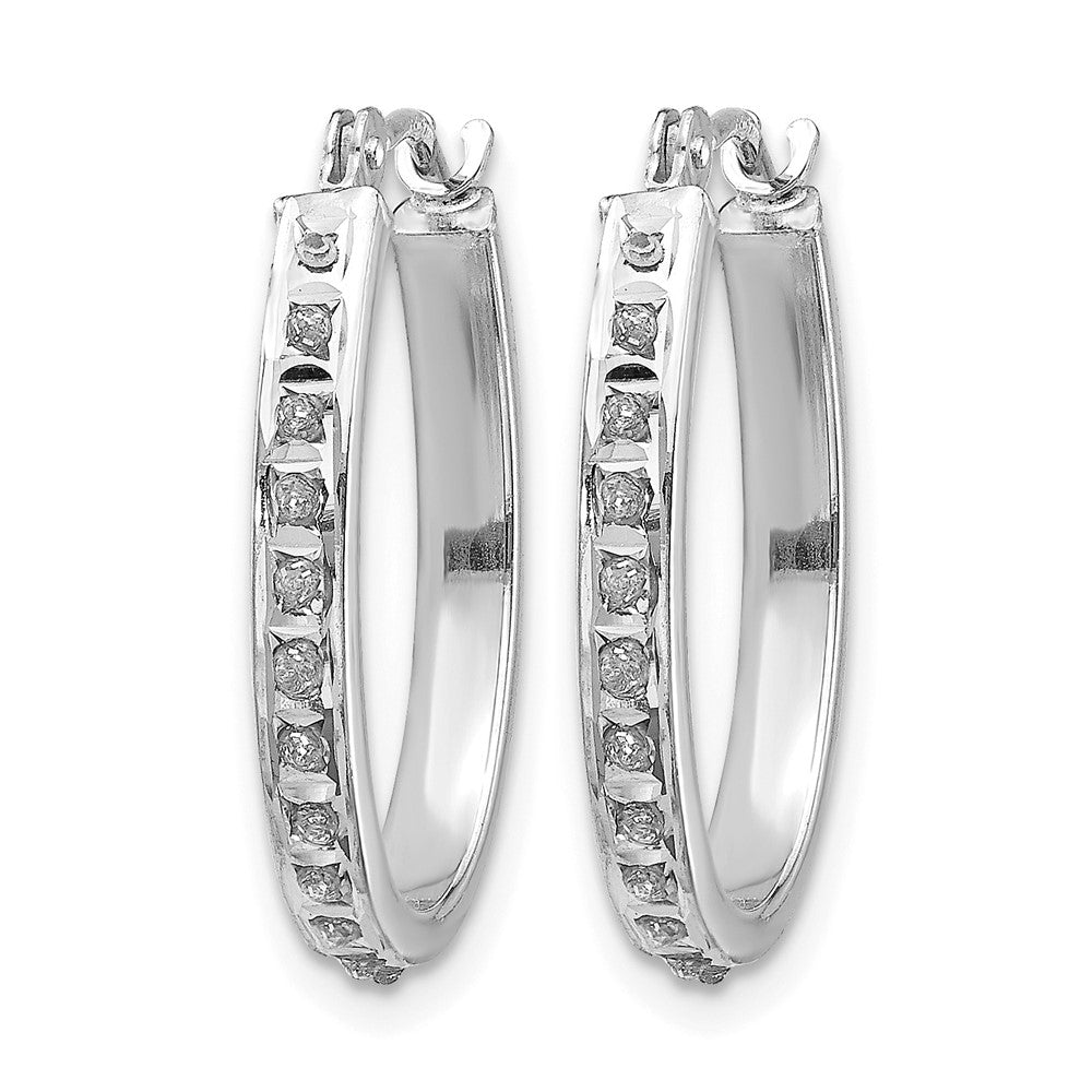 14k WG Diamond Fascination Diamond Dust/Accent Oval Hoop Earrings