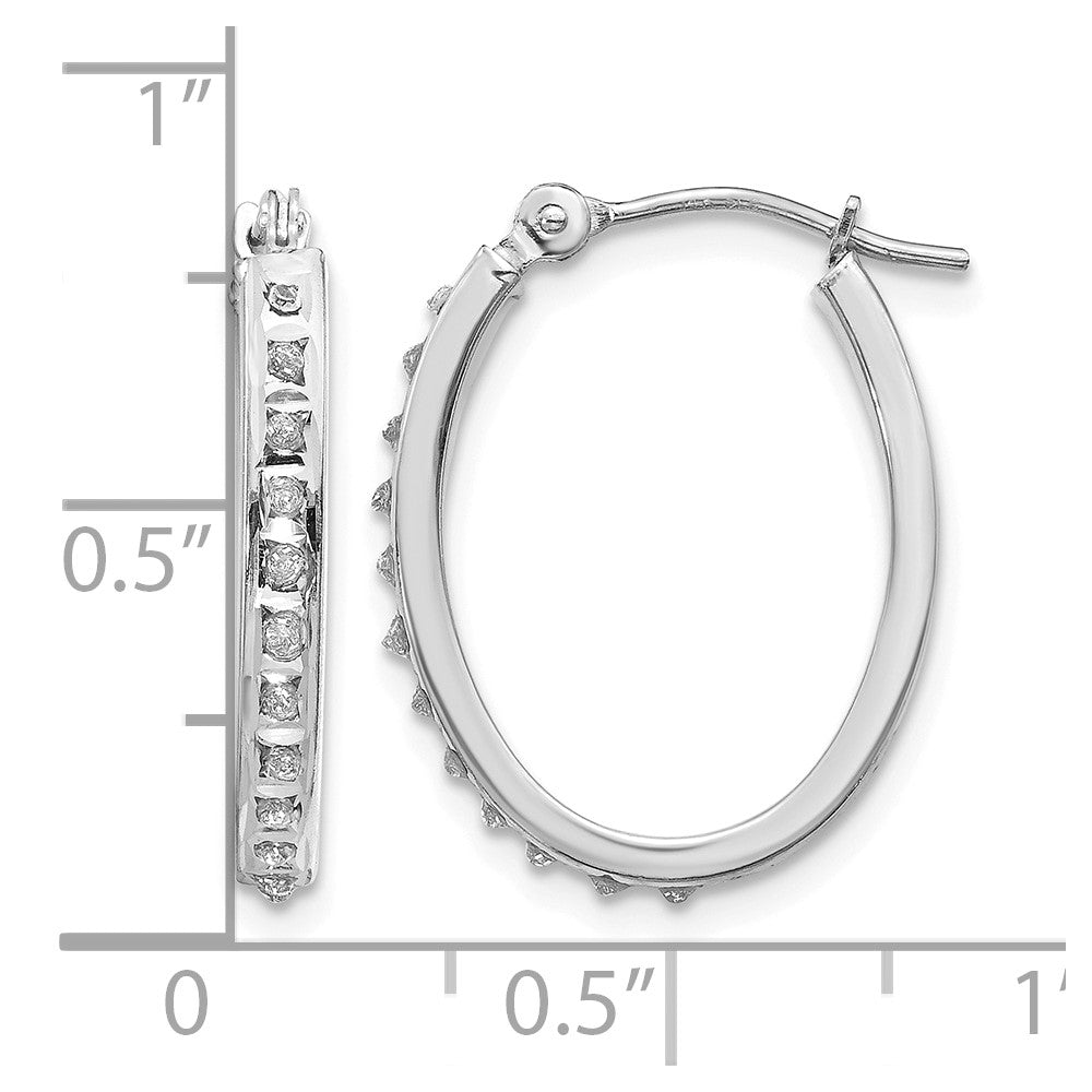 14k WG Diamond Fascination Diamond Dust/Accent Oval Hoop Earrings
