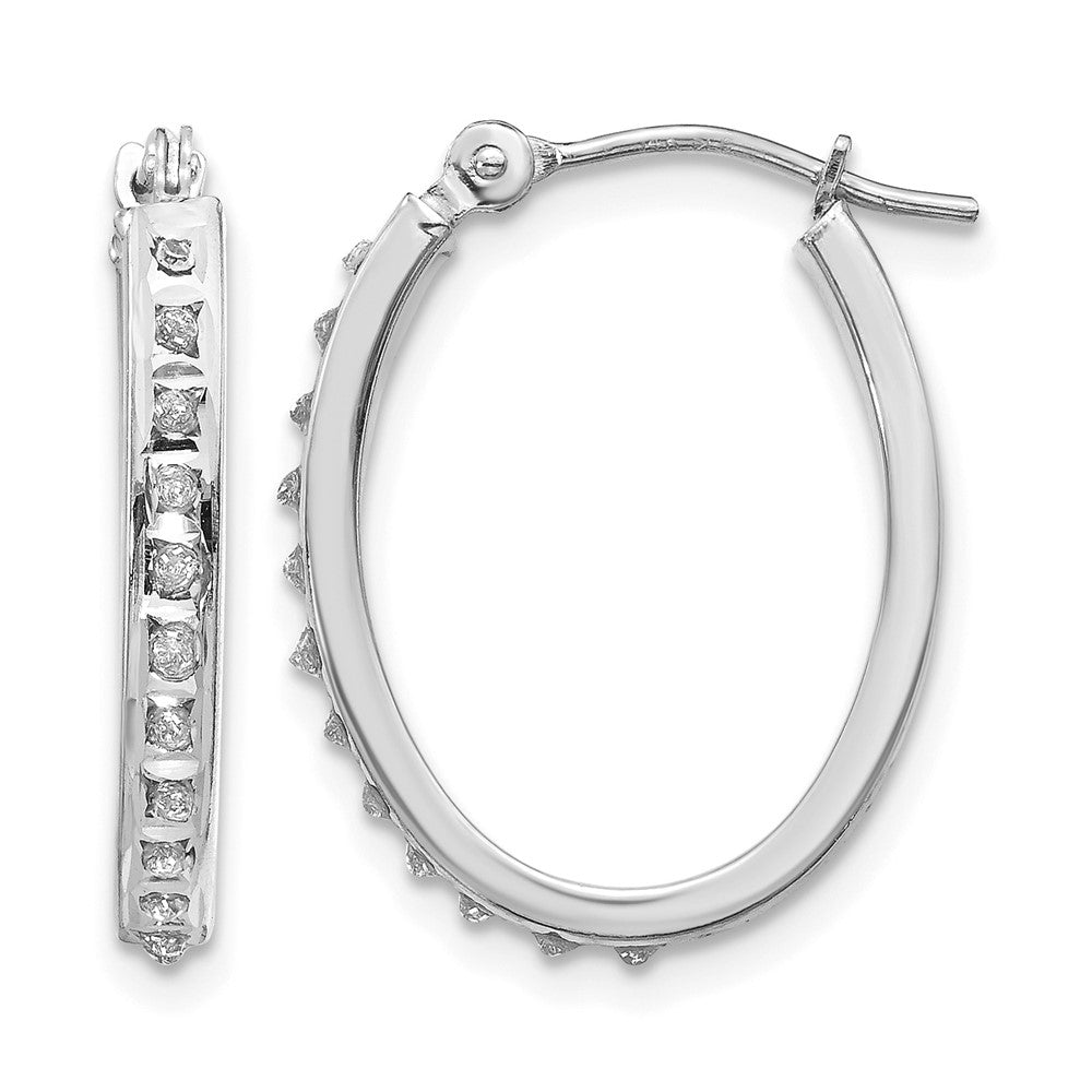 14k WG Diamond Fascination Diamond Dust/Accent Oval Hoop Earrings
