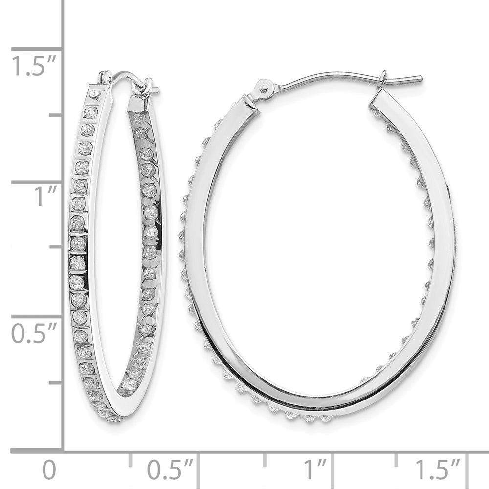 14k WG Diamond Fascination Diamond Dust/Accent Oval Hoop Earrings