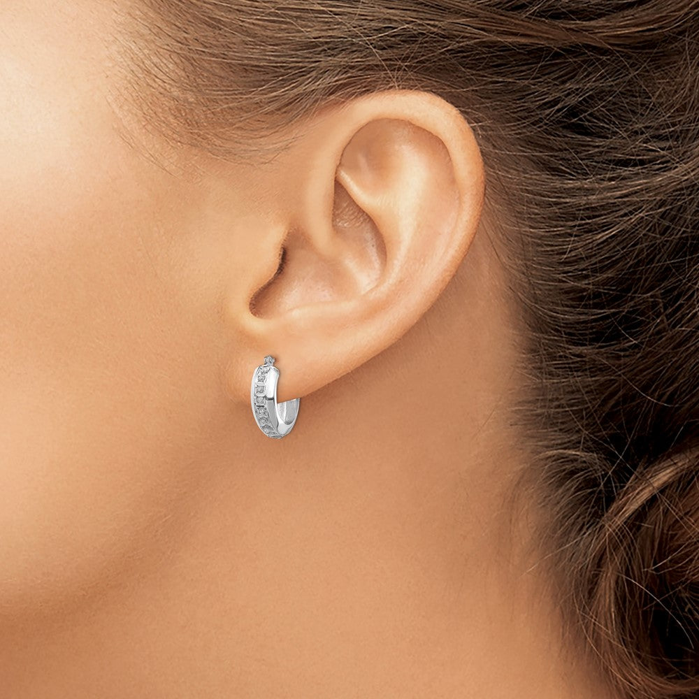 14k WG Diamond Fascination Dia. Dust/Accent Hoop Earrings