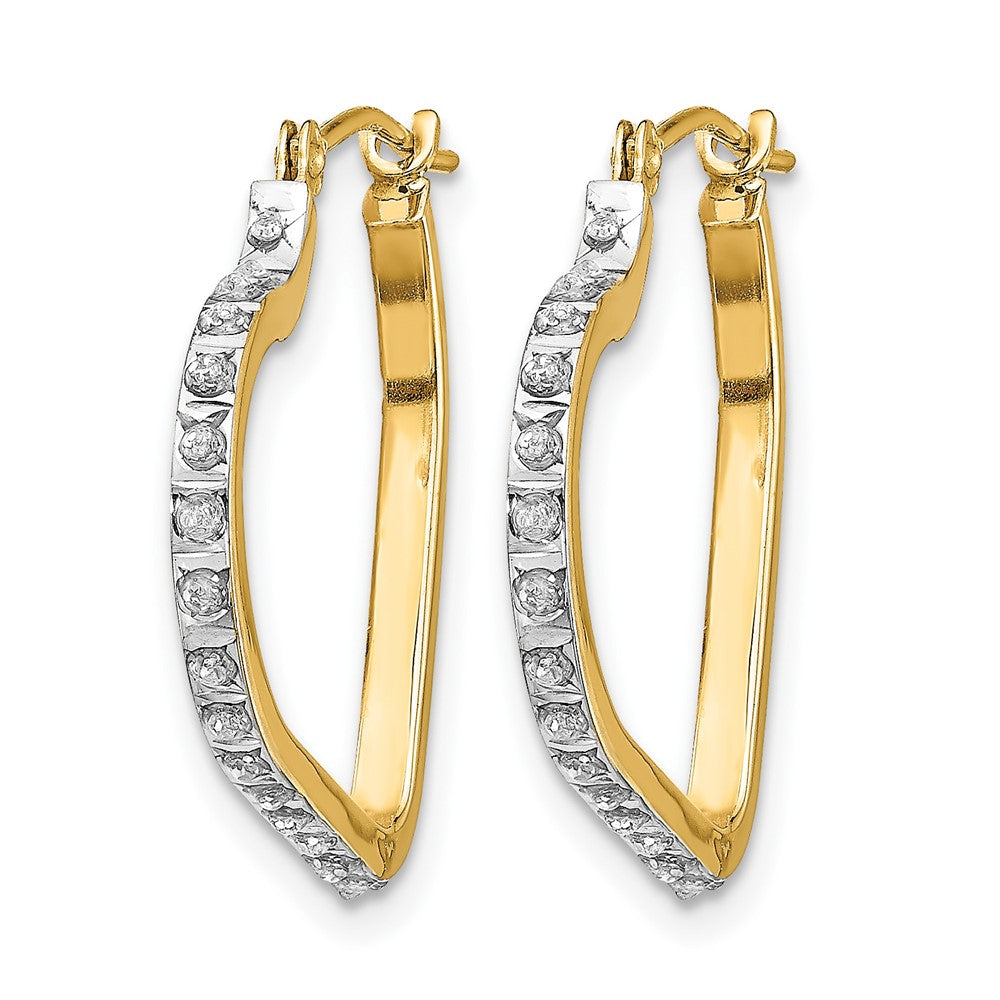 14k Diamond Fascination Diamond Dust/Accent Heart Hoops