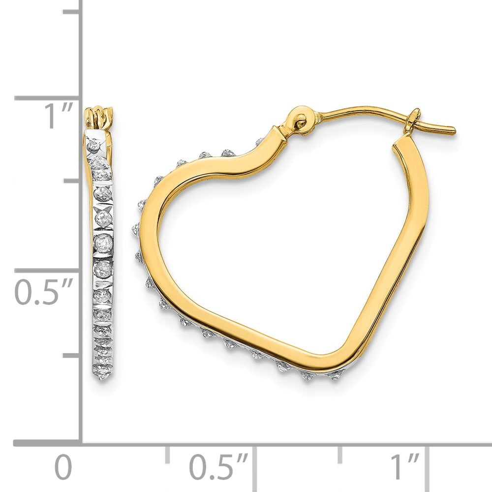 14k Diamond Fascination Diamond Dust/Accent Heart Hoops