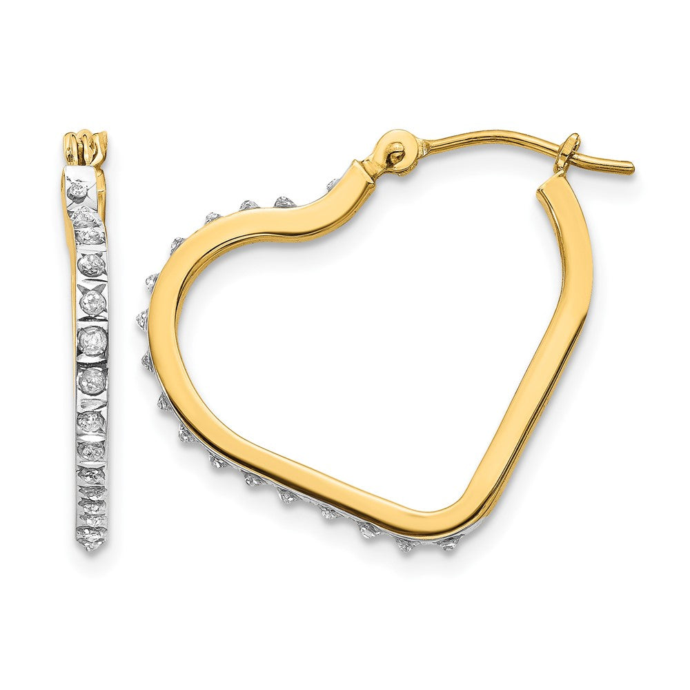 14k Diamond Fascination Diamond Dust/Accent Heart Hoops
