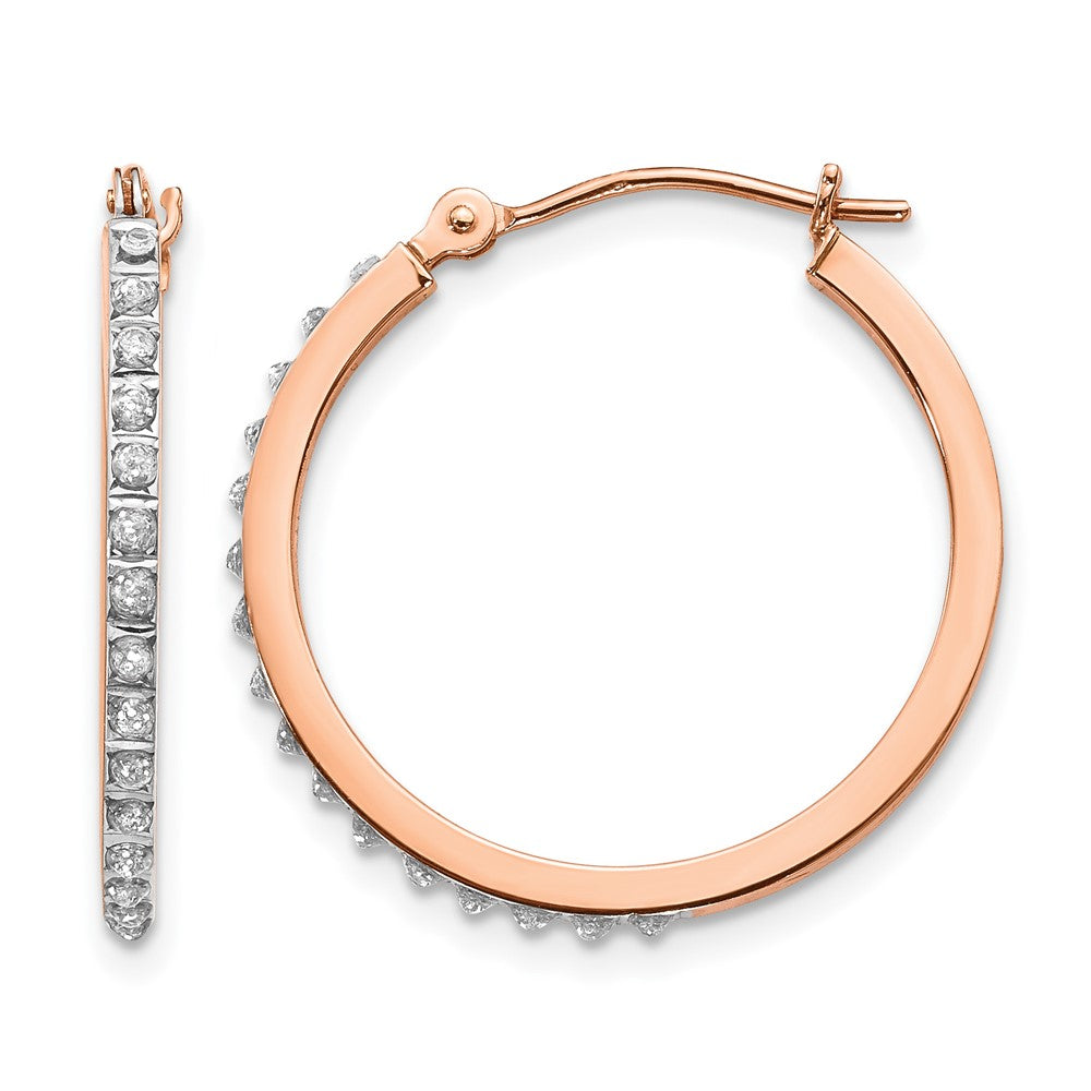 14k RG Diamond Fascination Dia. Dust/Accent Hoop Earrings