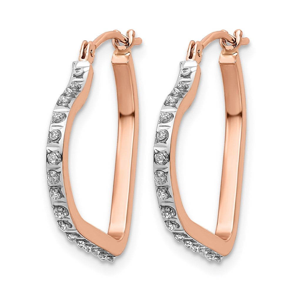 14k RG Diamond Fascination Diamond Dust/Accent Heart Hoops