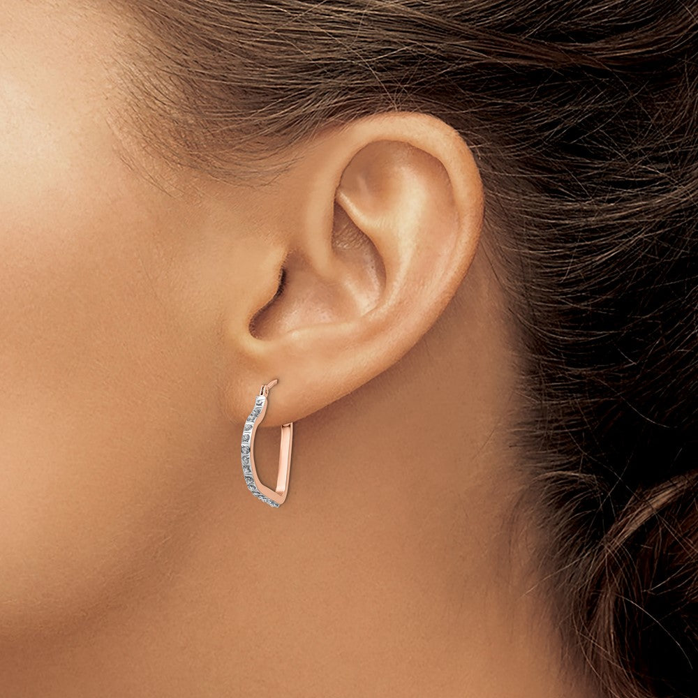 14k RG Diamond Fascination Diamond Dust/Accent Heart Hoops