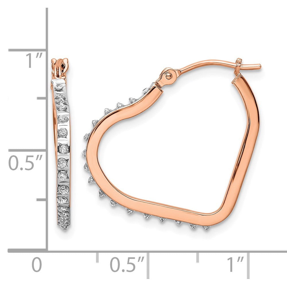 14k RG Diamond Fascination Diamond Dust/Accent Heart Hoops