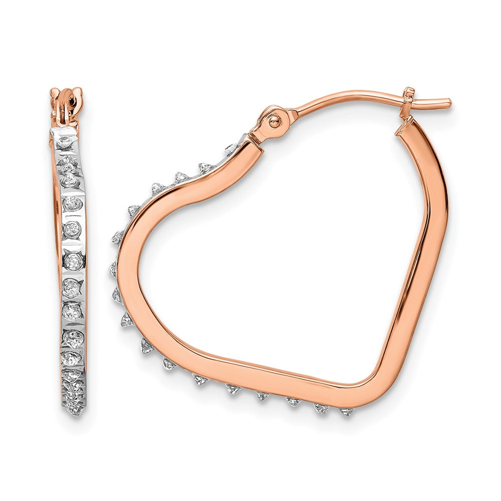 14k RG Diamond Fascination Diamond Dust/Accent Heart Hoops