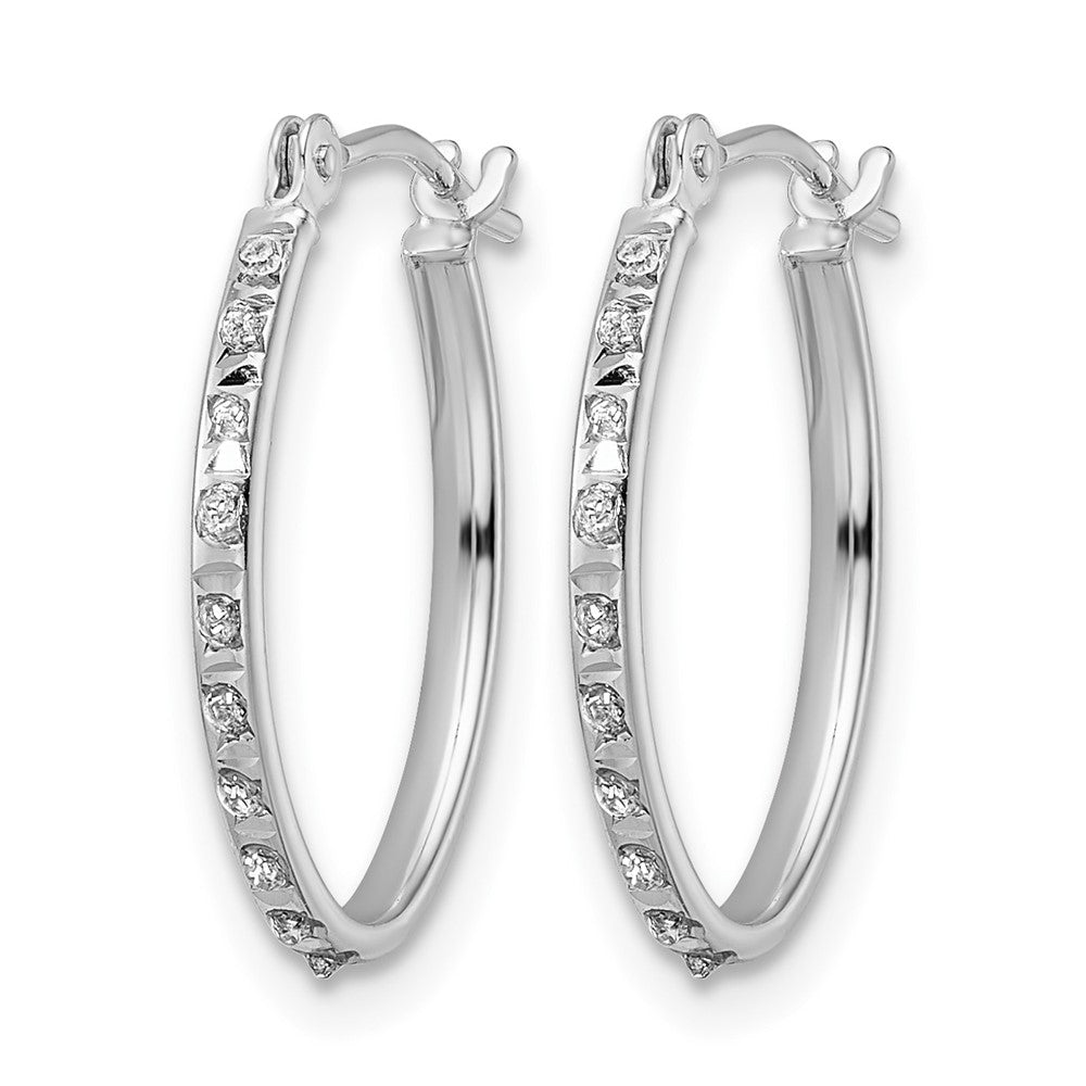 14k WG Diamond Fascination Diamond Dust/Accent Oval Hoop Earrings