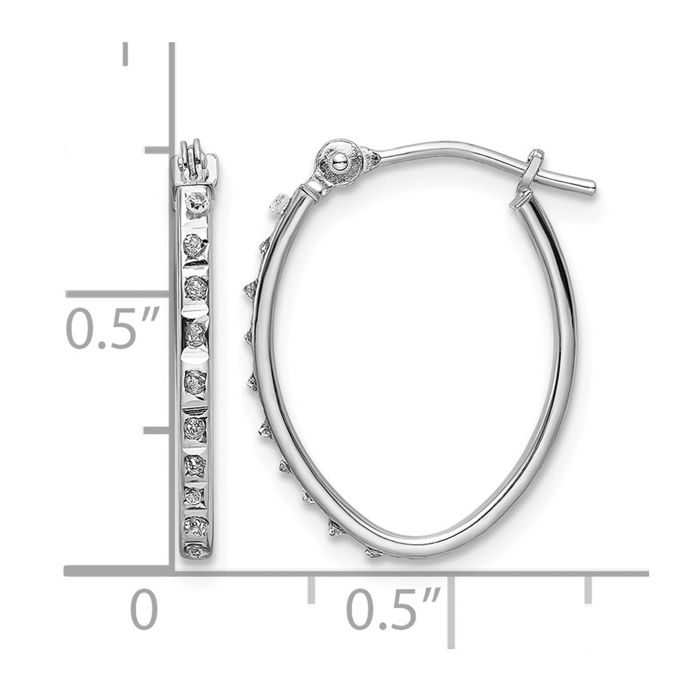 14k WG Diamond Fascination Diamond Dust/Accent Oval Hoop Earrings
