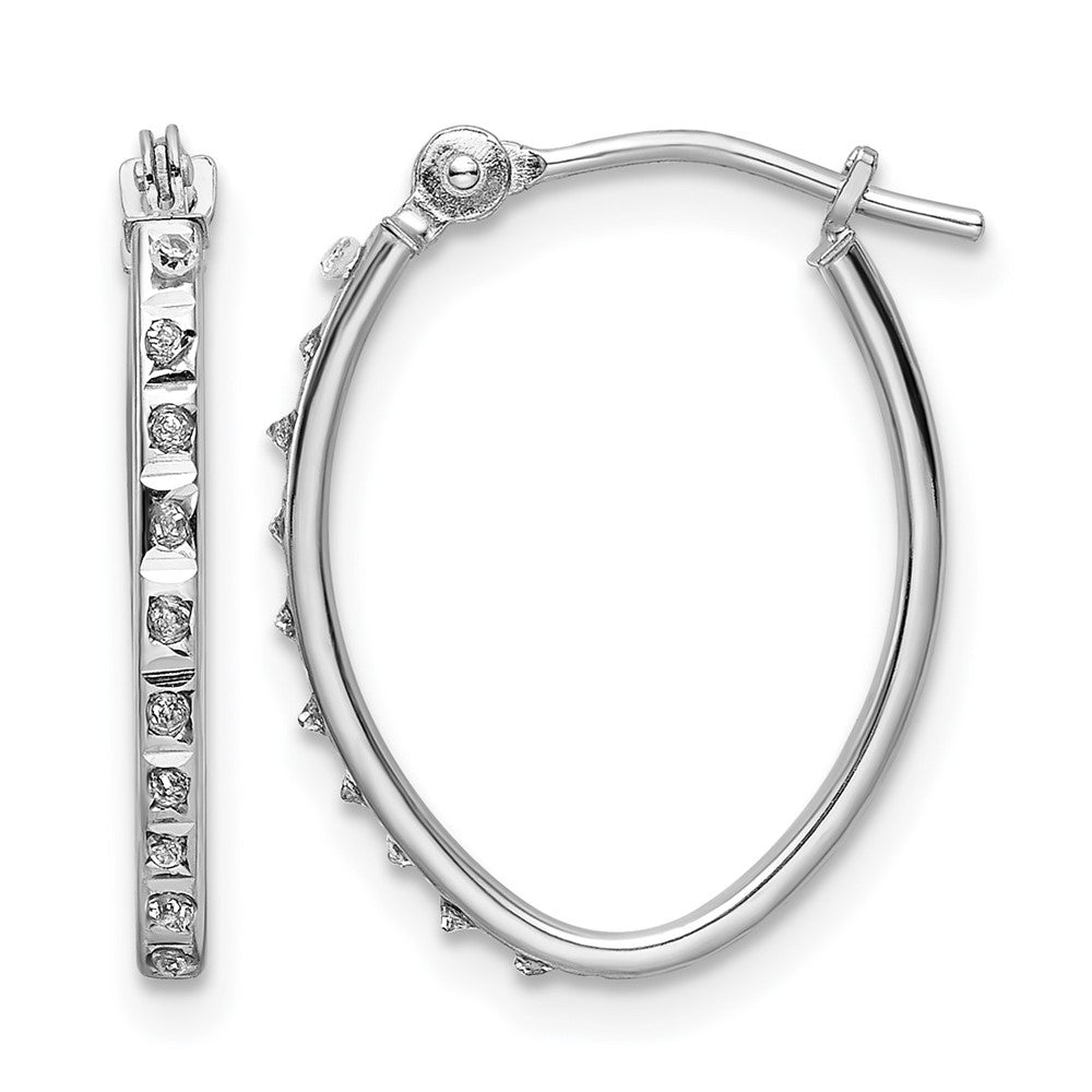 14k WG Diamond Fascination Diamond Dust/Accent Oval Hoop Earrings