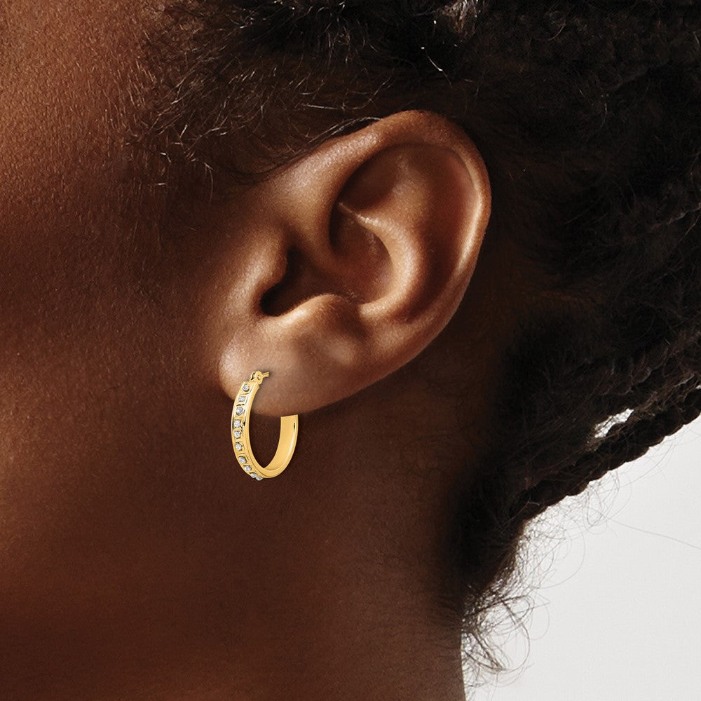 14k Diamond Fascination Diamond Dust/Accent Hoop Earrings