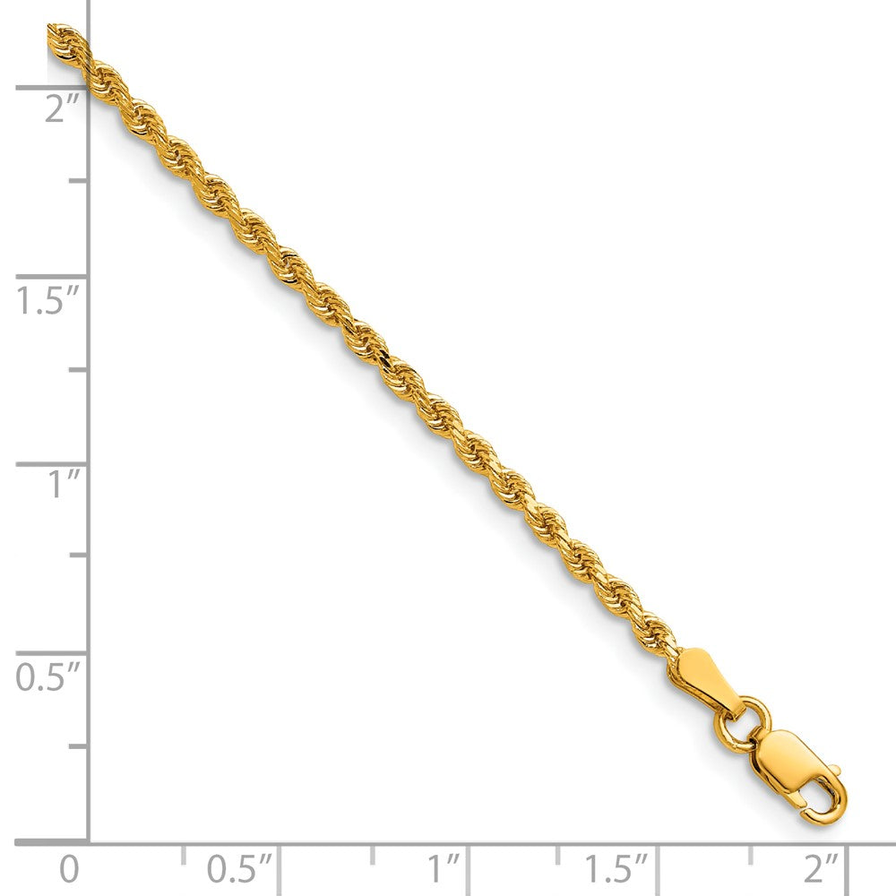 14k 2.25mm Semi-solid D/C Rope Chain