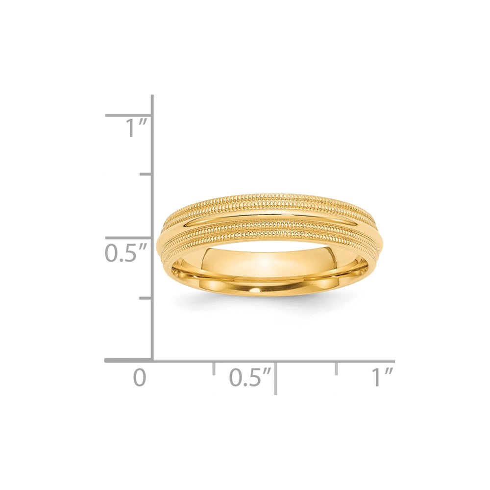14KY 5mm Double Milgrain Comfort Fit Band