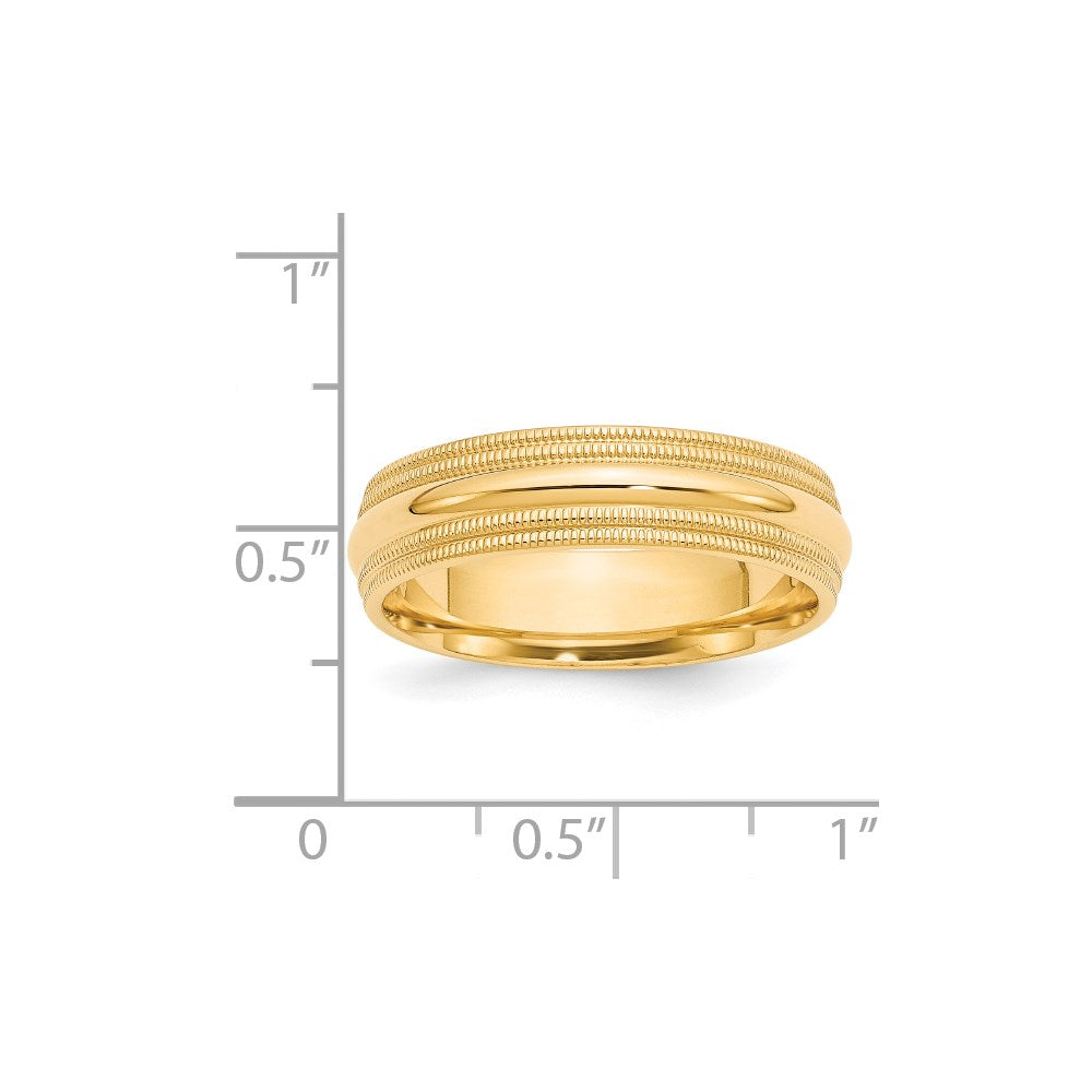 14KY 6mm Double Milgrain Comfort Fit Band