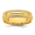 14KY 6mm Double Milgrain Comfort Fit Band