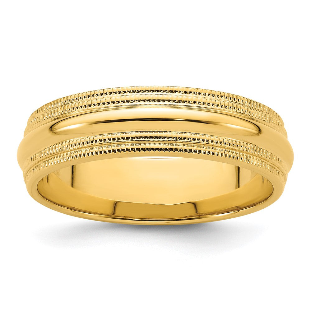 14KY 6mm Double Milgrain Comfort Fit Band