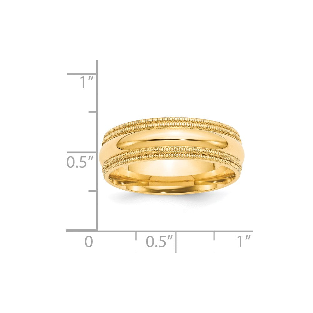 14KY 7mm Double Milgrain Comfort Fit Band