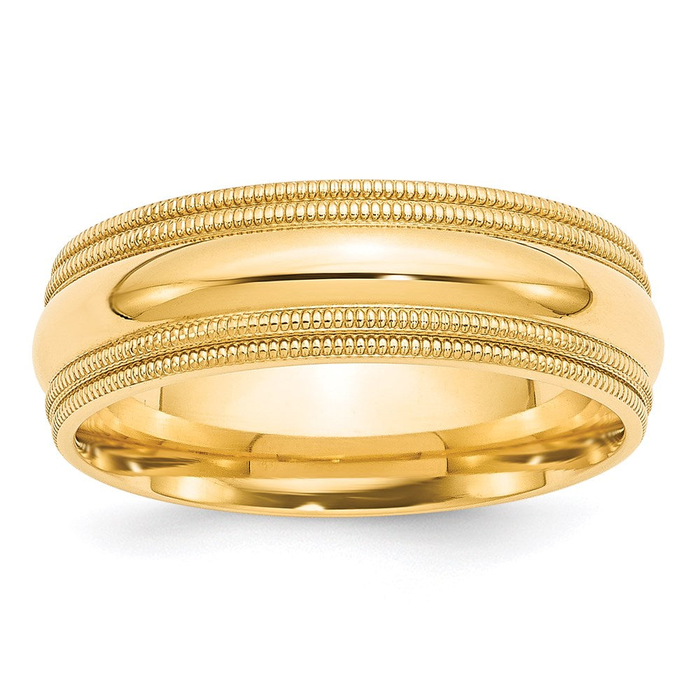 14KY 7mm Double Milgrain Comfort Fit Band