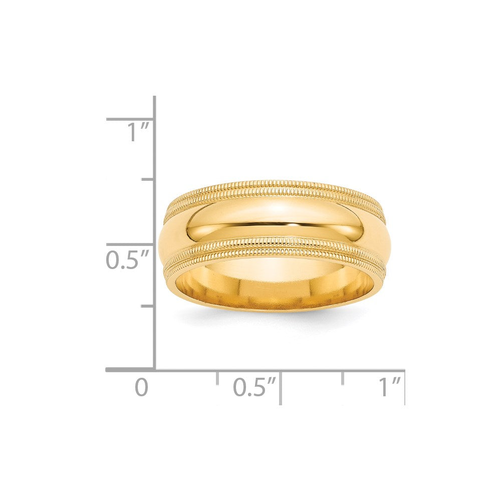14KY 8mm Double Milgrain Comfort Fit Band