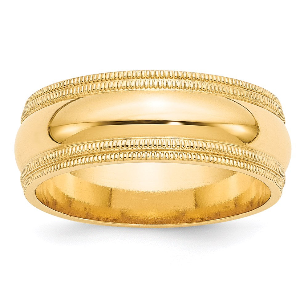 14KY 8mm Double Milgrain Comfort Fit Band