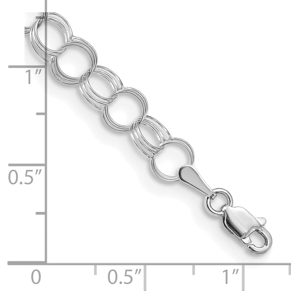 14k White Gold Solid Triple Link Charm Bracelet
