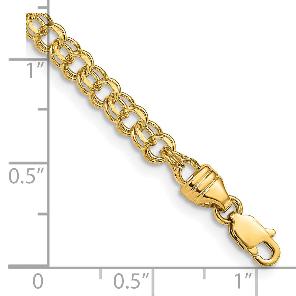 14k 3.75mm Solid Double Link Charm Bracelet