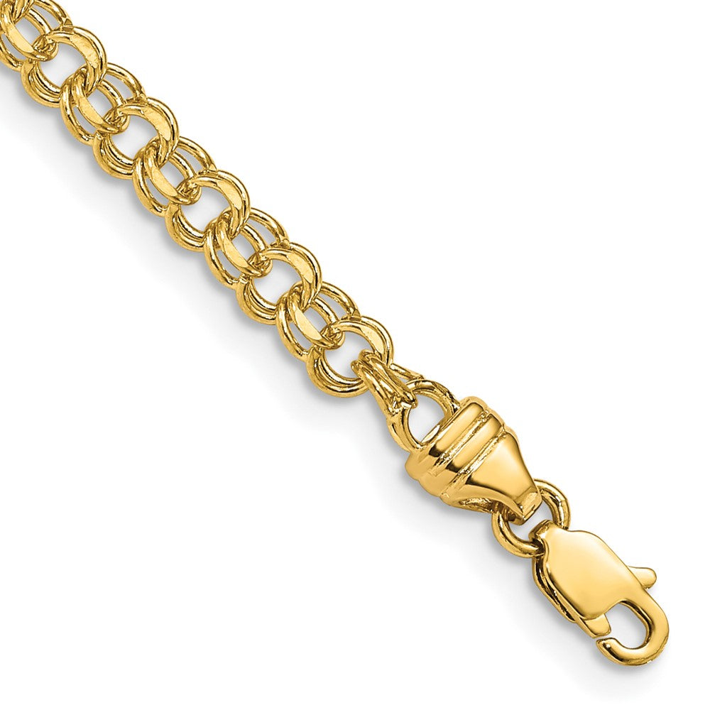 14k 3.75mm Solid Double Link Charm Bracelet