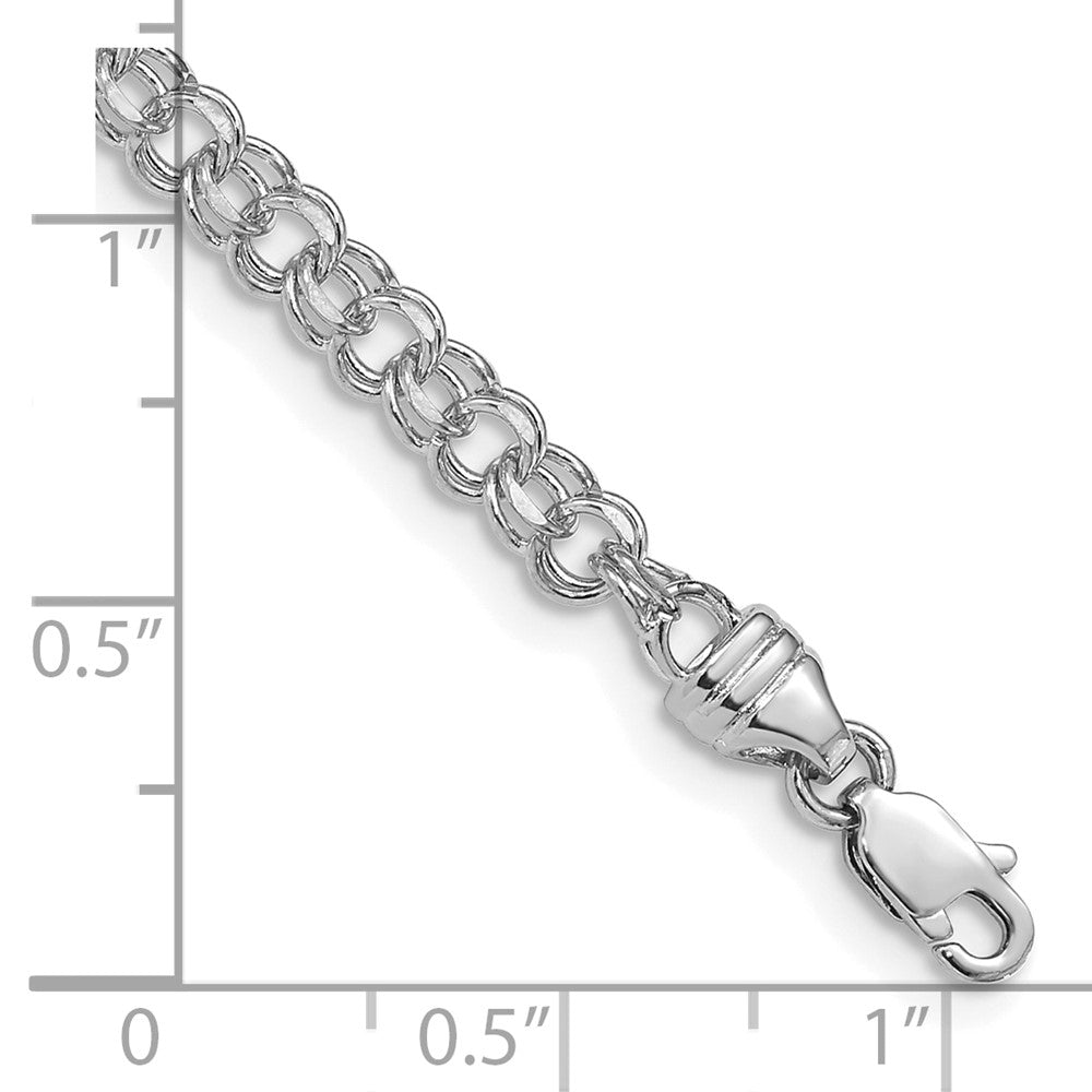 14k White Gold 3.75mm Solid Double Link Charm Bracelet