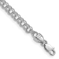 14k White Gold 3.75mm Solid Double Link Charm Bracelet