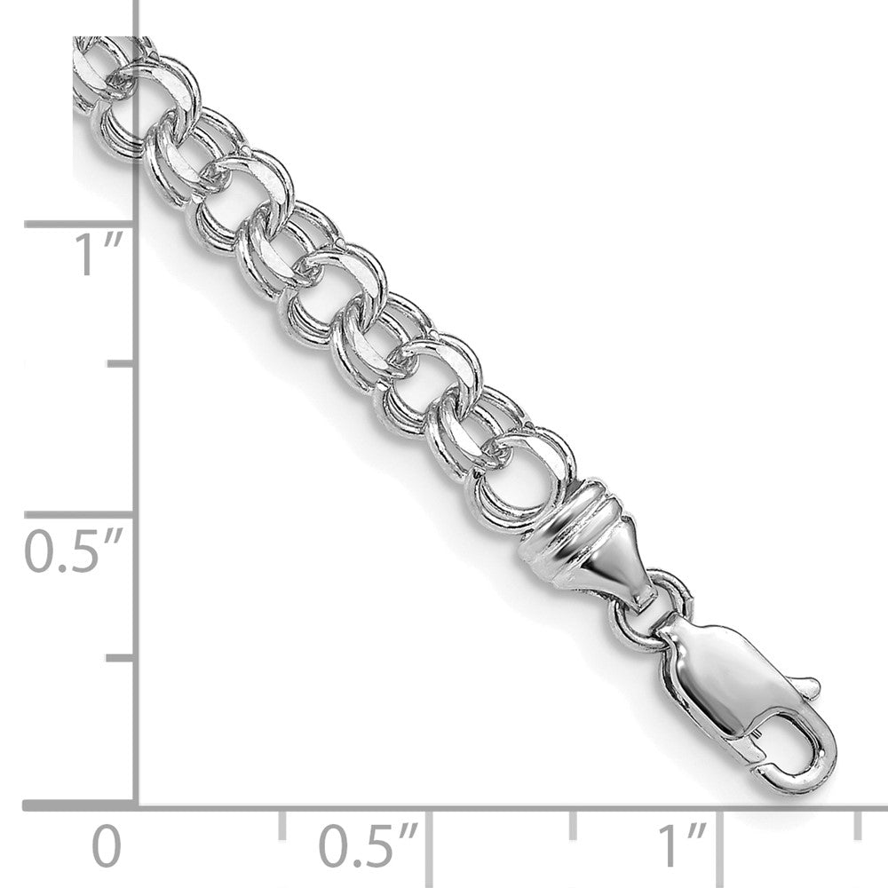 14k White Gold 4.75mm Solid Double Link Charm Bracelet