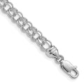14k White Gold 4.75mm Solid Double Link Charm Bracelet