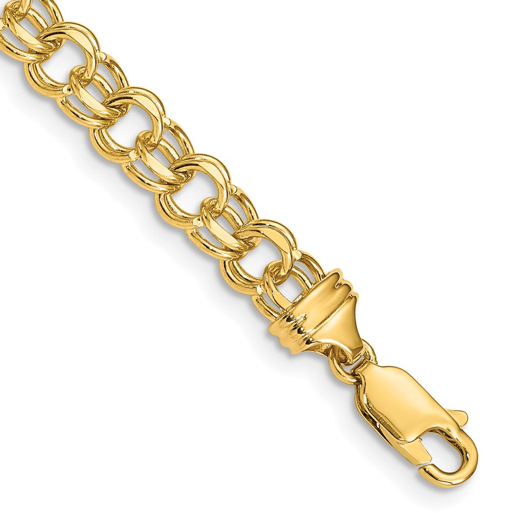 14k 5.5mm Solid Double Link Charm Bracelet