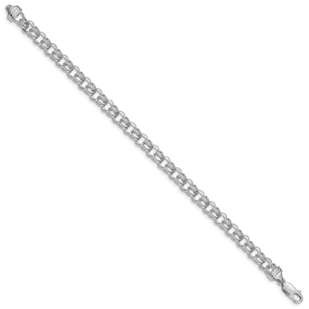 14k White Gold 5.5mm Solid Double Link Charm Bracelet