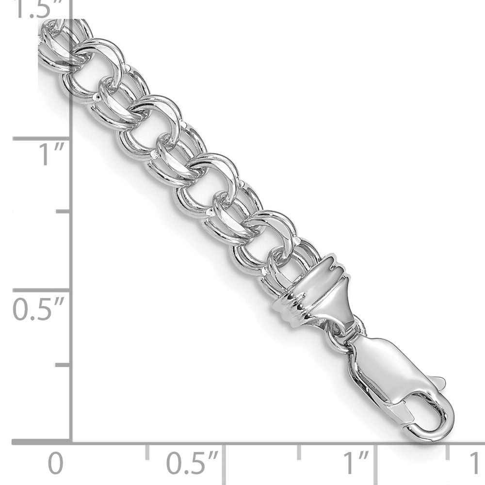 14k White Gold 5.5mm Solid Double Link Charm Bracelet