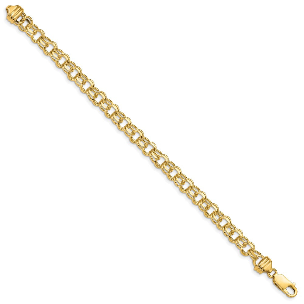 14k 6.5mm Solid Double Link Charm Bracelet