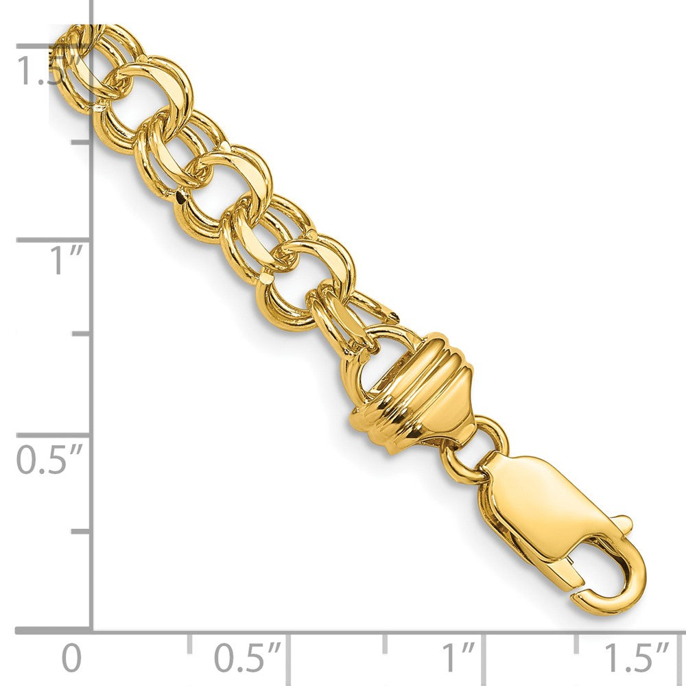 14k 6.5mm Solid Double Link Charm Bracelet