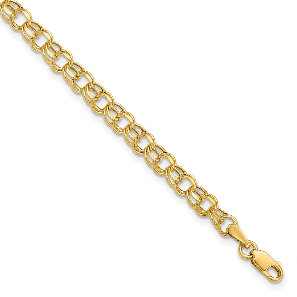 14k 4.5mm Hollow Double Link Charm Bracelet