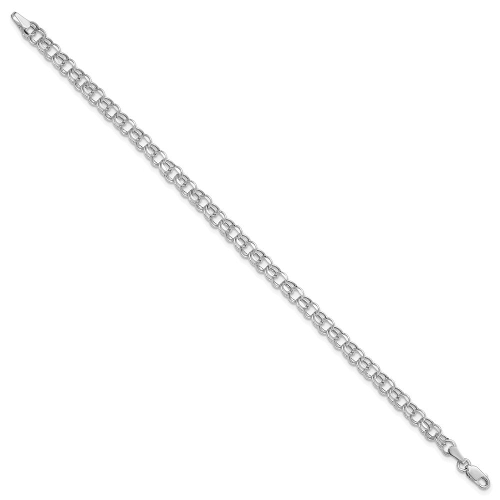 14k White Gold 4.5mm Hollow Double Link Charm Bracelet