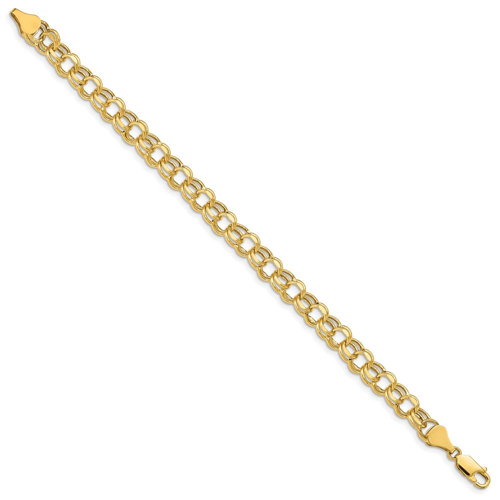 14k 6.5mm Hollow Double Link Charm Bracelet