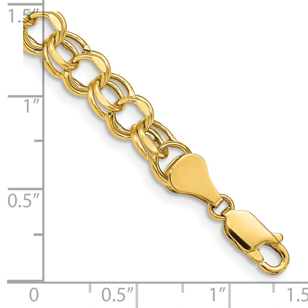 14k 6.5mm Hollow Double Link Charm Bracelet