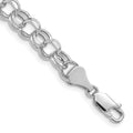 14k White Gold 6.5mm Hollow Double Link Charm Bracelet