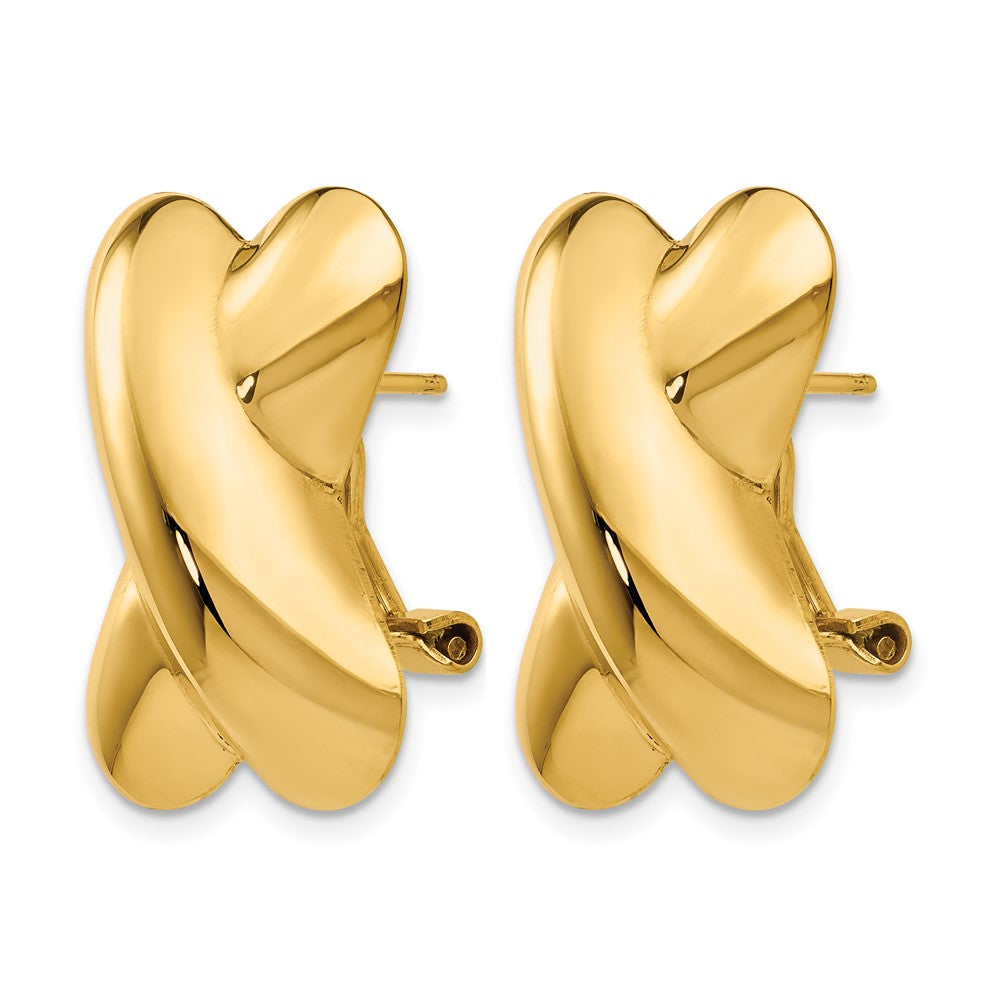 14k Polished X Omega Back Post Earrings