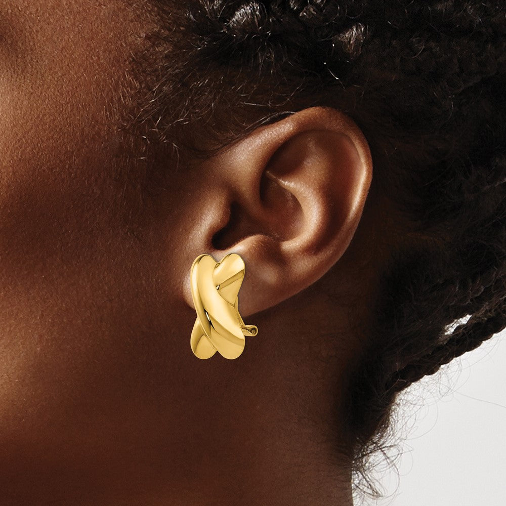14k Polished X Omega Back Post Earrings