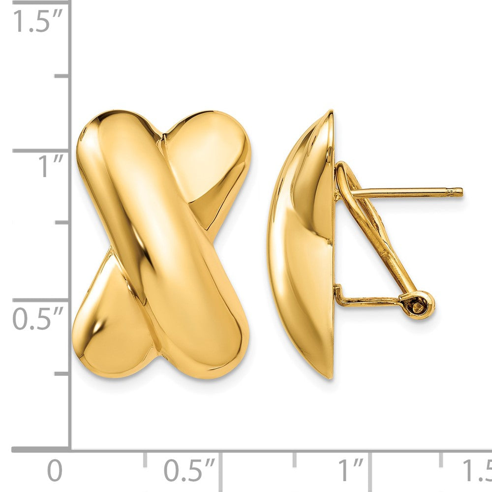 14k Polished X Omega Back Post Earrings