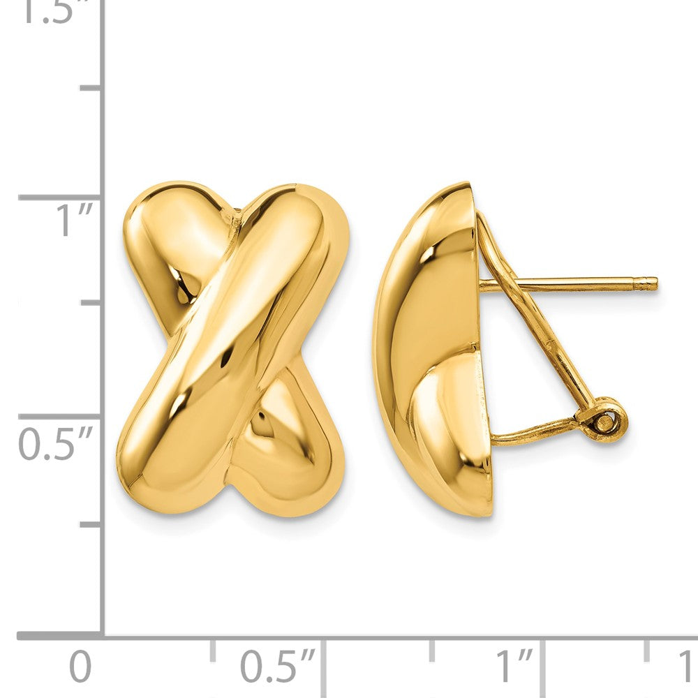 14k Polished X Omega Back Post Earrings