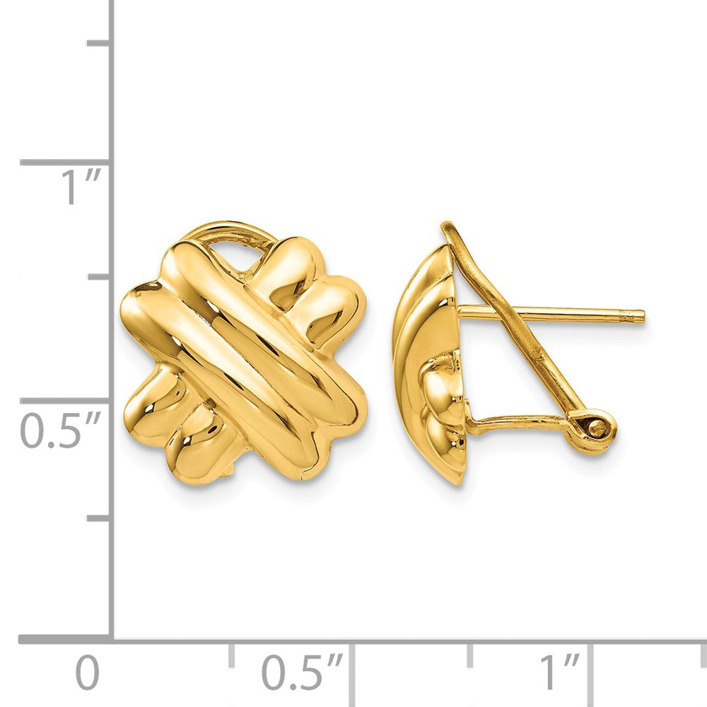 14k Polished X Omega Back Post Earrings