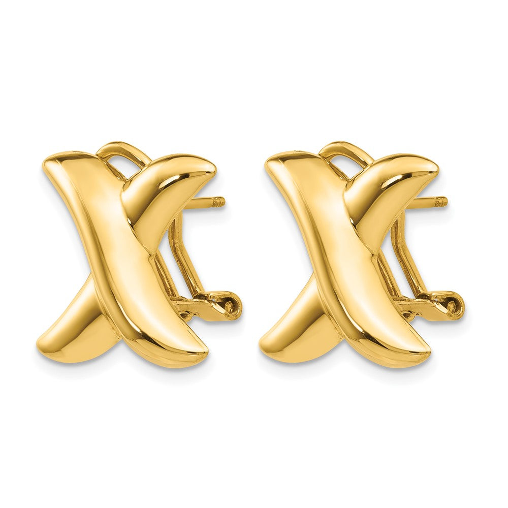 14k Polished X Omega Back Post Earrings