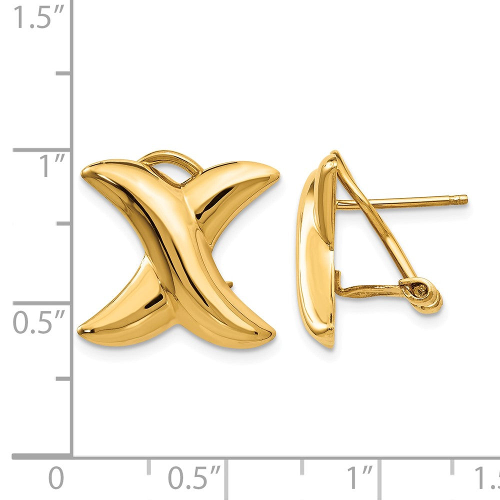 14k Polished X Omega Back Post Earrings